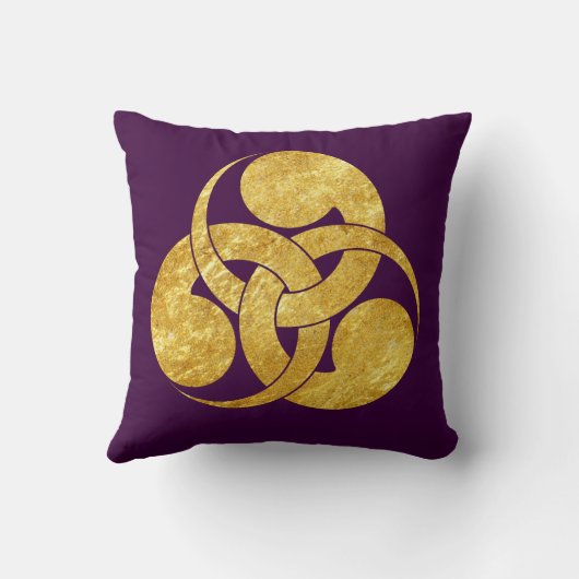 オタマジャクシの月曜日のフェイクな金ゴールドの日本のな武士の一族 クッション (裏面)