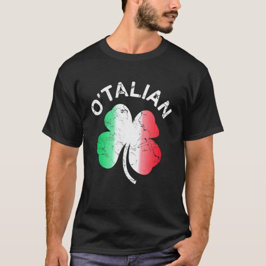 オタリアンセントパトリックShamrockイタリア国旗 Tシャツ (正面)