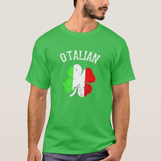オタリェンイタリアンセントパトリックの日イタリア国旗シャム Tシャツ (正面)