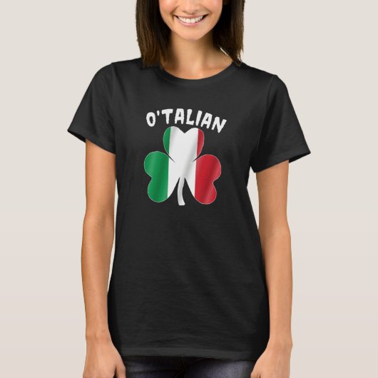 オタリェンイタリアンセントパトリックの日イタリア・シャムロック Tシャツ (正面)