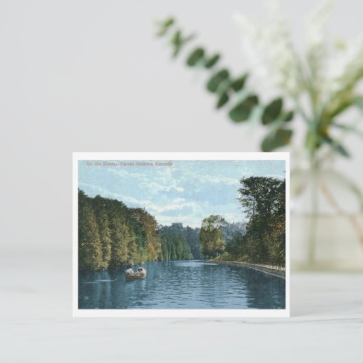 オタワのリデオ運河でボートヴィンテージ ポストカード (スタンド正面)