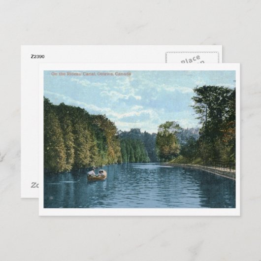 オタワのリデオ運河でボートヴィンテージ ポストカード (正面/裏面)