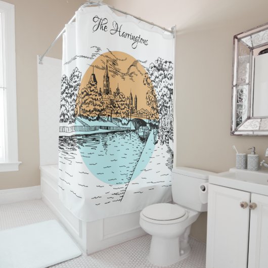 オタワイラストレーション名前をカスタムするシャワーカーテン シャワーカーテン (インサイチュ)