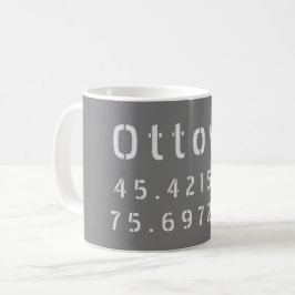 オタワオンタリオ緯度&経度 コーヒーマグカップ