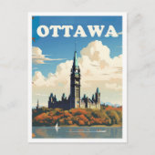 オタワカナダアートヴィンテージトラベルイラストレーション ポストカード (正面)