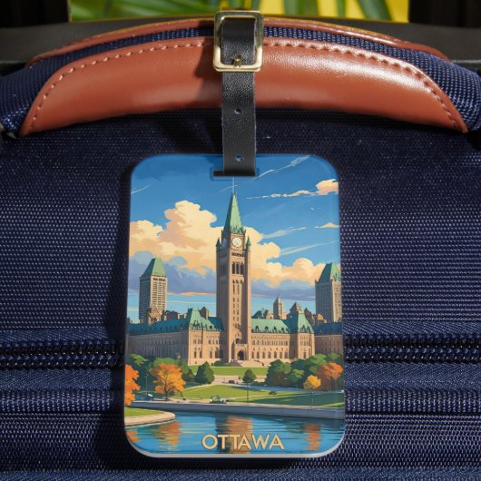 オタワカナダ国会議員建物、シティスカイライン ラゲッジタグ (正面インサイチュ2)