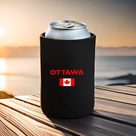 オタワカナダ国旗のダークカラー 缶クーラー