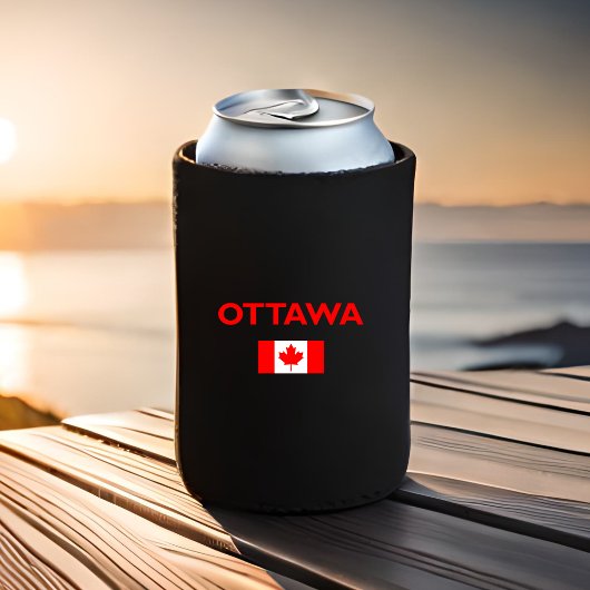 オタワカナダ国旗のダークカラー 缶クーラー