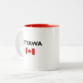 オタワカナダ国旗のライトカラー ツートーンマグカップ (正面左)