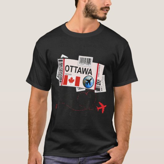 オタワガールオタワボーディングパスオタワ Tシャツ (正面)