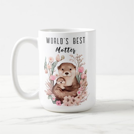 オターおもしろいター母の日の贈り物動物愛好家 コーヒーマグカップ (左)