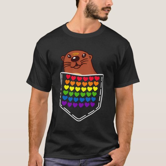 オターゲイバッグLGBT誇らしげにレインボーフラッグギフト Tシャツ (正面)