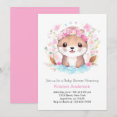 オターマジックアドベンチャー ピンクの女の子のベビーシャワーパーティー 招待状 (正面/裏面)