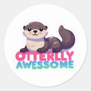 オターリー素晴らしオーター – Cute Animal Pun Art ラウンドシール