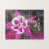 オダマキ（植物）かわいらし花写真付き引用文 ジグソーパズル (横)