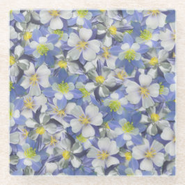 オダマキ(植物)のシームレスなパターン ガラスコースター