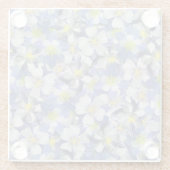 オダマキ（植物）のシームレスなパターン ガラスコースター (裏面)