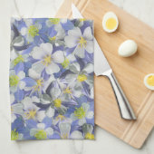 オダマキ(植物)のシームレスなパターン キッチンタオル (四つ折り)