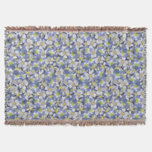 オダマキ（植物）のシームレスなパターン スローブランケット (正面)