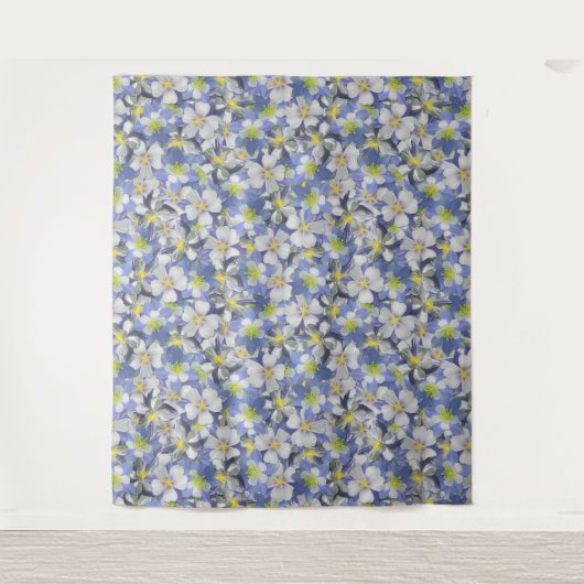 オダマキ（植物）のシームレスなパターン タペストリー (正面)