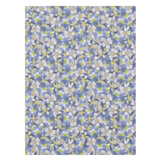 オダマキ（植物）のシームレスなパターン テーブルクロス (正面)