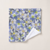 オダマキ（植物）のシームレスなパターン バスタオルセット (ウォッシュタオル)