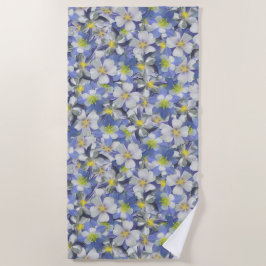 オダマキ（植物）のシームレスなパターン ビーチタオル