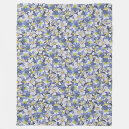 オダマキ（植物）のシームレスなパターン フリースブランケット (正面)