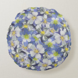 オダマキ（植物）のシームレスなパターン ラウンドクッション
