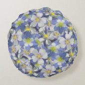 オダマキ（植物）のシームレスなパターン ラウンドクッション (裏面)