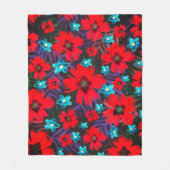オダマキ(植物)の花とカーネーション フリースブランケット (正面)