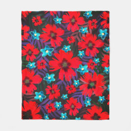 オダマキ（植物）の花とカーネーション フリースブランケット