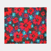 オダマキ(植物)の花とカーネーション フリースブランケット (正面(横))