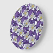 オダマキ（植物）の花模様 ラージ壁時計 (傾斜)