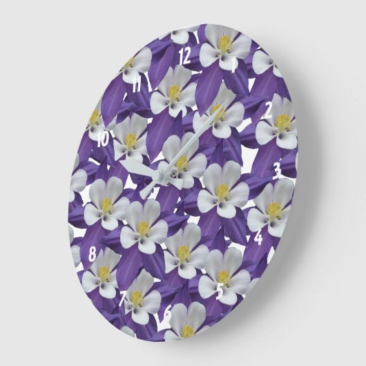 オダマキ（植物）の花模様 ラージ壁時計 (傾斜)