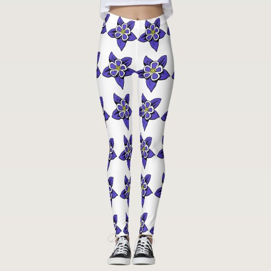 オダマキ（植物）の花模様 レギンス (正面)