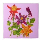 オダマキ(植物)の花 タイル (正面)