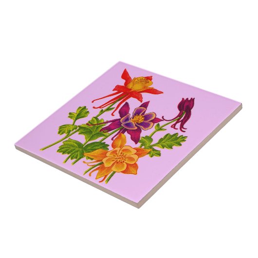 オダマキ(植物)の花 タイル (側面)