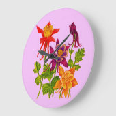 オダマキ（植物）の花 ラージ壁時計 (傾斜)