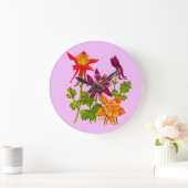 オダマキ（植物）の花 ラージ壁時計 (ホーム)