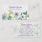 オダマキ(植物)ニゲラウォーターカラーワイルドフラワーブーケ 名刺 (正面/裏面)