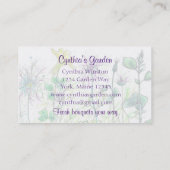 オダマキ(植物)ニゲラウォーターカラーワイルドフラワーブーケ 名刺 (裏面)