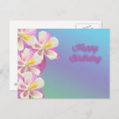 オダマキ（植物）フラワーハッピーバースデー ポストカード (正面/裏面)