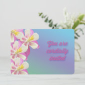 オダマキ(植物)フラワーピンク&ホワイト誕生日招待状 招待状 (スタンド正面)