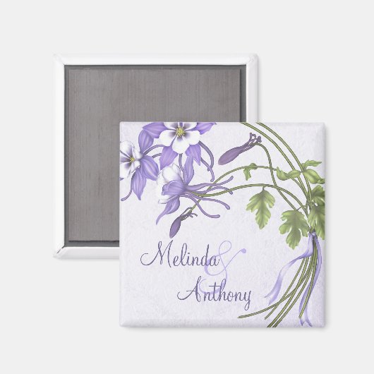 オダマキ(植物)ブーケパーソナライズされた磁石 マグネット (正面/裏面)