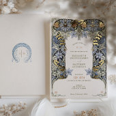 オダマキ（植物）モリスビクトリアンヴィンテージウェディング 箔招待状