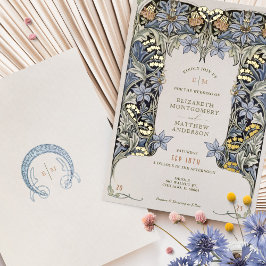 オダマキ(植物)モリスビクトリアンヴィンテージウェディング 箔招待状