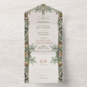 オダマキ(植物)ヴィンテージすべて結婚のアールヌーボー オールインワン招待状 (内側)