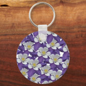 オダマキ（植物）紫と白の花パッテンキーチェーン キーホルダー (正面)