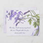 オダマキ（植物）結婚の3招待状 – メタリックアイス 招待状 (正面/裏面)